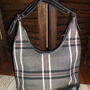 Vintage black, red, white plaid Liz Claiborne handbag
